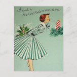 Vintage Retro Kerstmis Briefkaart<br><div class="desc">"Ik wens je een vrolijk kerstfeest" Vintage Retro Kerstmis briefkaart. Verstuur met kerst de beste wensen naar je vrienden en familie met deze briefkaart.</div>