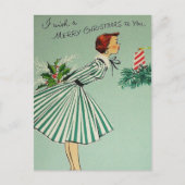 Vintage Retro Kerstmis Briefkaart (Voorkant)