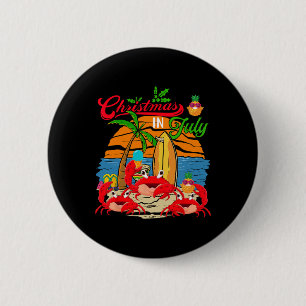 Vintage Retro Kerstmis In Juli Drie Cute Krabben F Ronde Button 5,7 Cm