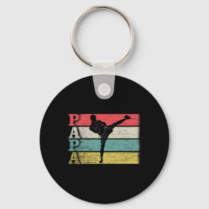 Vintage Retro Kickboksen Papa Kickbox Silhouet F Sleutelhanger