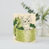 Vintage Retro Kitten Saint Patrick's Day Briefkaart (Staand voorkant)