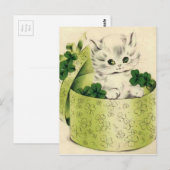 Vintage Retro Kitten Saint Patrick's Day Briefkaart (Voorkant / Achterkant)