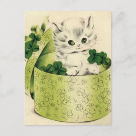 Vintage Retro Kitten Saint Patrick's Day Briefkaart