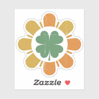 Vintage Retro Klaver Bloem Die-Cut Sticker - 70