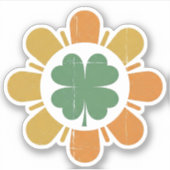 Vintage Retro Klaver Bloem Die-Cut Sticker - 70 (Voorkant)