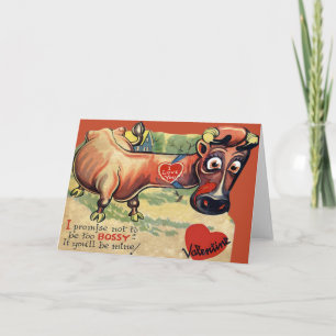 Vintage Retro koe valentinekaart Feestdagen Kaart
