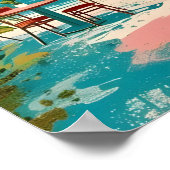 Vintage Retro Kust Strand Café Muur Kunst Poster (Hoek)