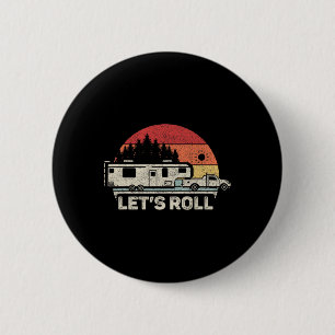Vintage Retro Laten we gaan kamperen 5th Wheel Cam Ronde Button 5,7 Cm