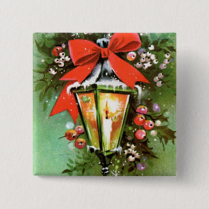 Vintage retro lichte de partijknoop van Kerstmis Vierkante Button 5,1 Cm