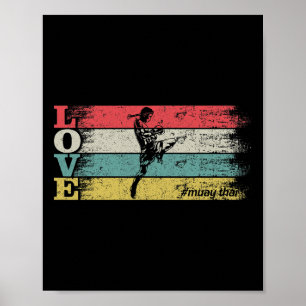 Vintage Retro Liefde Mma Kickboksen Muay Thai Silh Poster