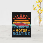 Vintage Retro Liefde Motorboot Grappige Snelboot Kaart (Gele Bloem)