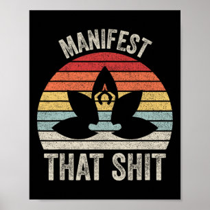 Vintage Retro Manifest Dat Meditatie Yoga Poster