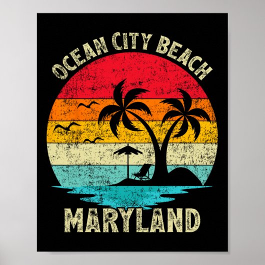 Vintage Retro Maryland Ocean City Poster (Voorkant)