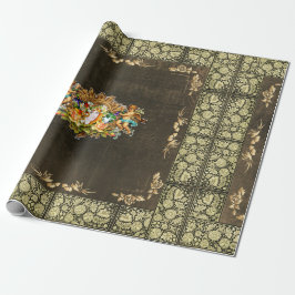 vintage Retro met kant en bloemen Cadeaupapier