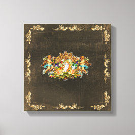 vintage Retro met kant en bloemen Canvas Afdruk