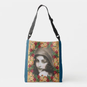 vintage Retro met kant en bloemen Crossbody Tas (Achterkant)