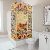 vintage Retro met kant en bloemen Douchegordijn (In situ)