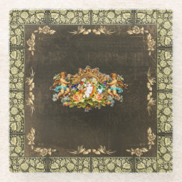 vintage Retro met kant en bloemen Glazen Onderzetter