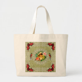 vintage Retro met kant en bloemen Grote Tote Bag