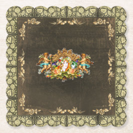 vintage Retro met kant en bloemen Kartonnen Onderzetters