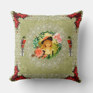 vintage Retro met kant en bloemen Kussen