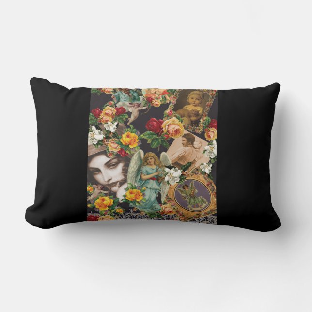 vintage Retro met kant en bloemen Kussen (Voorkant)