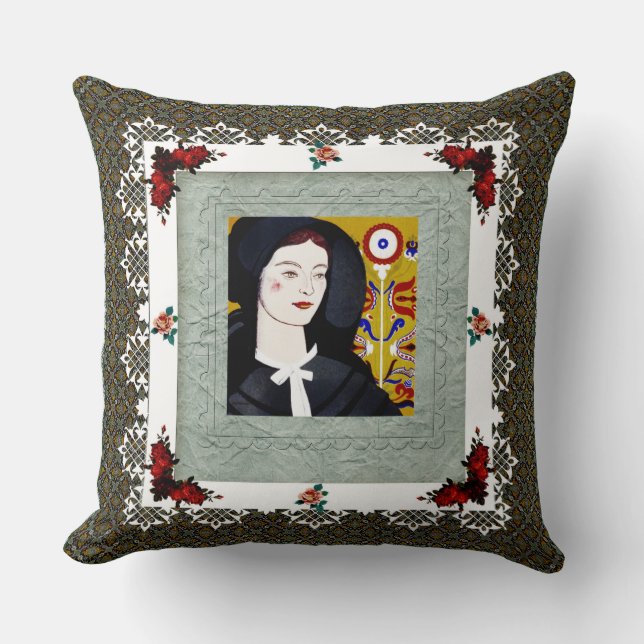 vintage Retro met kant en bloemen Kussen (Voorkant)