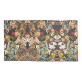 vintage Retro met kant en bloemen Kussensloop (Achterkant-Links)