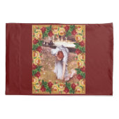 vintage Retro met kant en bloemen Kussensloop (Achterkant-Links)