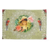 vintage Retro met kant en bloemen Kussensloop (Achterkant-Links)