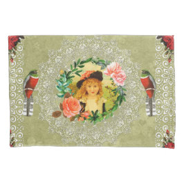 vintage Retro met kant en bloemen Kussensloop