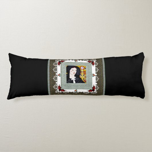 vintage Retro met kant en bloemen Lichaamskussen (Voorkant)