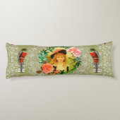 vintage Retro met kant en bloemen Lichaamskussen (Achterkant)