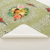 vintage Retro met kant en bloemen Sherpa Deken (3/4)