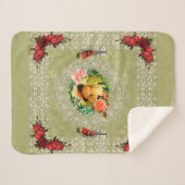 vintage Retro met kant en bloemen Sherpa Deken (Voorkant (horizontaal))