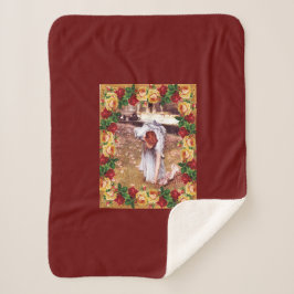 vintage Retro met kant en bloemen Sherpa Deken