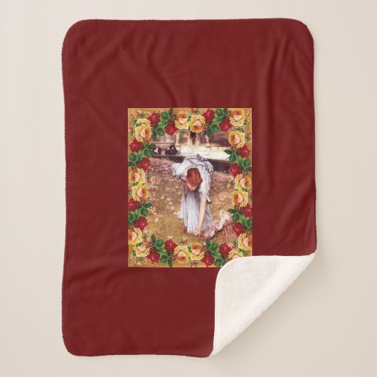 vintage Retro met kant en bloemen Sherpa Deken (Voorkant)