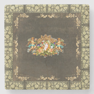 vintage Retro met kant en bloemen Stenen Onderzetter