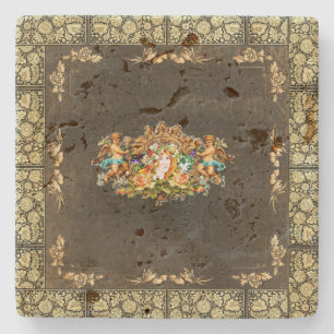 vintage Retro met kant en bloemen Stenen Onderzetter