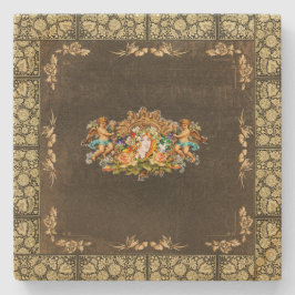 vintage Retro met kant en bloemen Stenen Onderzetter