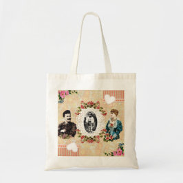vintage Retro met kant en bloemen Tote Bag
