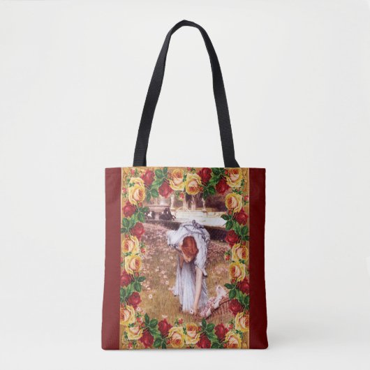 vintage Retro met kant en bloemen Tote Bag (Voorkant)