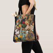 vintage Retro met kant en bloemen Tote Bag (Dichtbij)