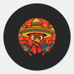 Vintage retro Mexicaanse kip cinco de mayo Ronde Sticker