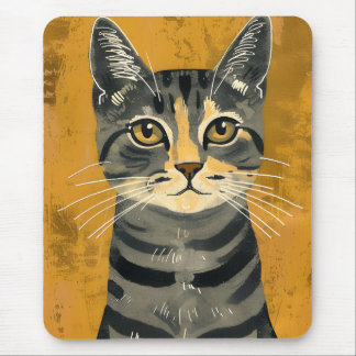 Vintage Retro Minimalistische Tabbykat Portret Muismat