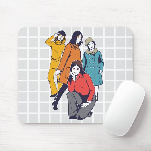 Vintage Retro Mode Meisjes Grid Muismat (Met muis)
