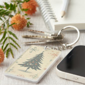Vintage/Retro moderne Kerstmis/winter Sleutelhanger (Voorkant Rechts)