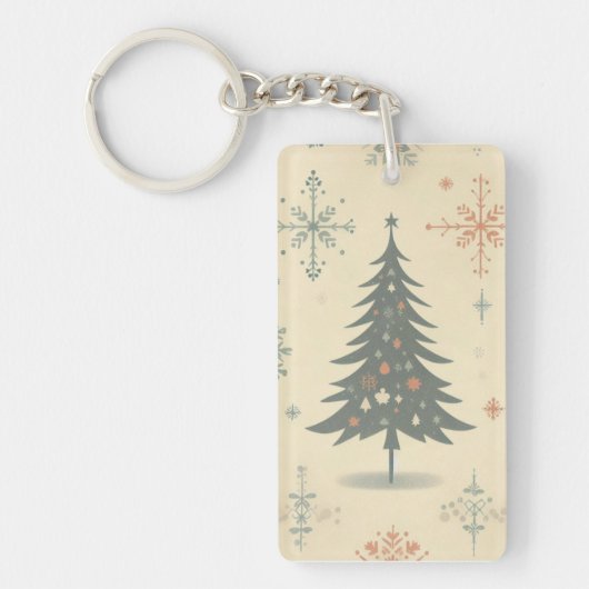 Vintage/Retro moderne Kerstmis/winter Sleutelhanger (Voorkant)
