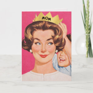 Vintage Retro Moeder Kroon Moederdag Kaart