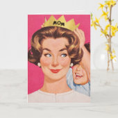 Vintage Retro Moeder Kroon Moederdag Kaart (Gele Bloem)